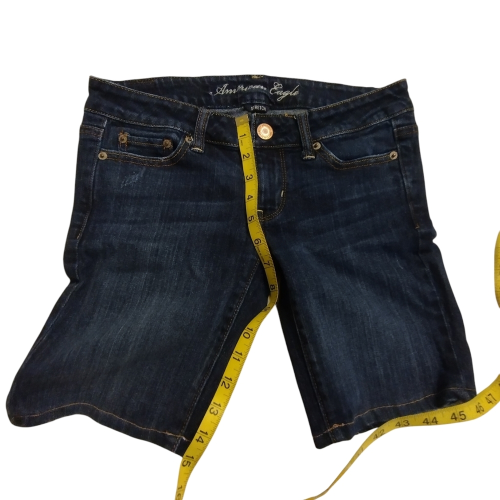 EUC American Eagle Dark Denim Bermuda Shorts Size 2 Summer - Picture 3 of 6
